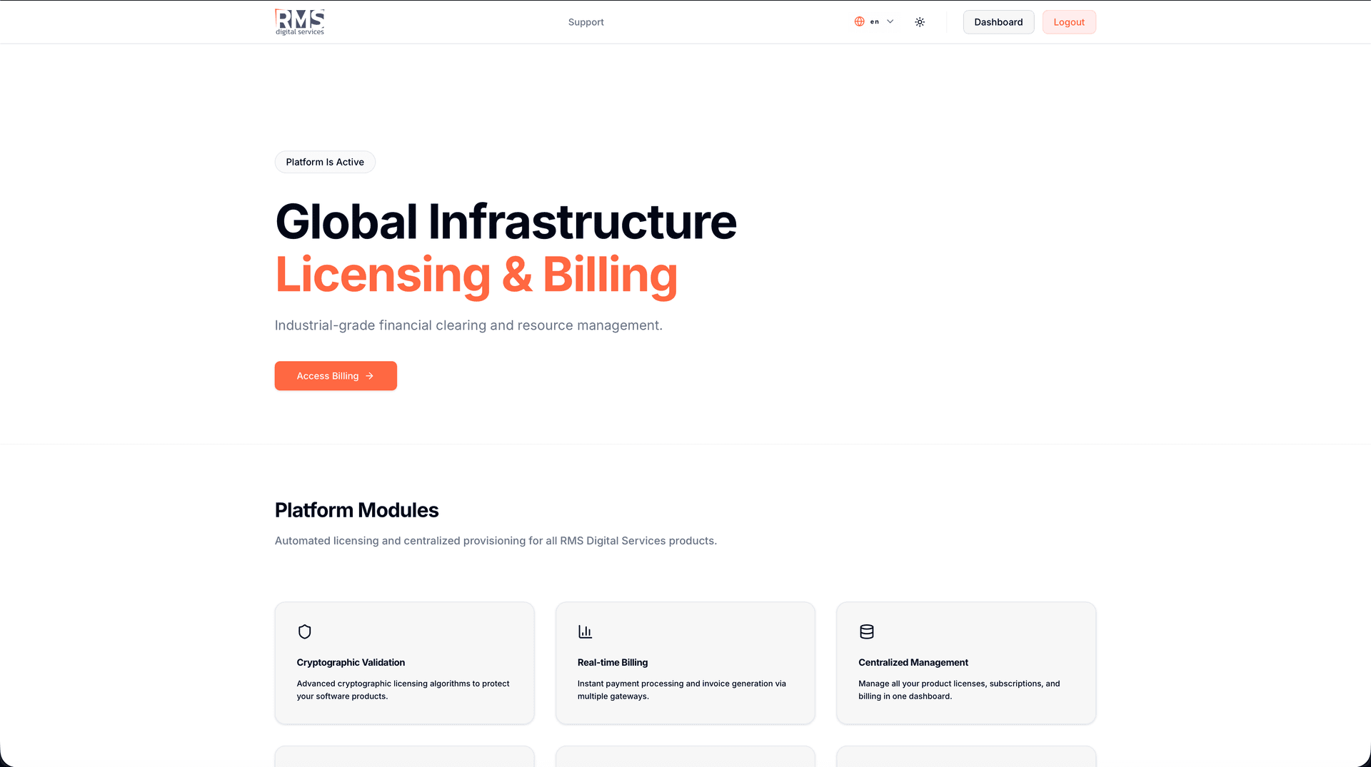 RMS License Server — Unified licensing and billing platform for the RMS Digital Services ecosystem