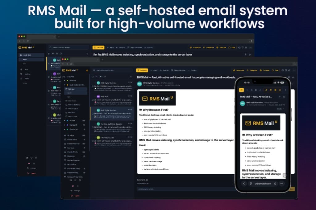 Roundcube vs RMS Mail: Which Self-Hosted Webmail Should You Choose in 2026?